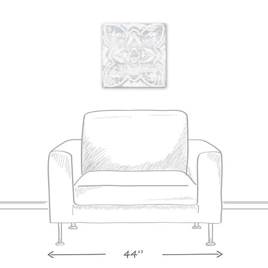 White Textured Medallion II 16" x 16" Canvas Wall Art